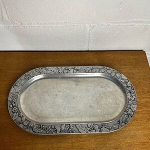 Tracy and Porter  Wilton Co. oval tray pewter floral and butterflys